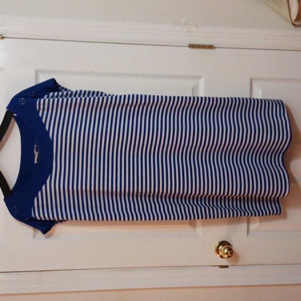 Aa Studio Blue & White Striped Tunic w/ Button Details- Size 14W
